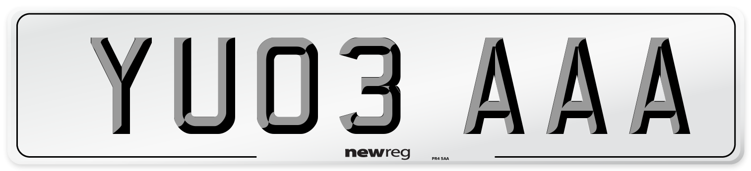 YU03 AAA Number Plate from New Reg